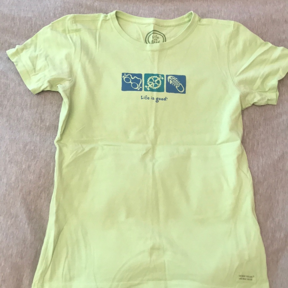 Life is good triathlon tee shirt